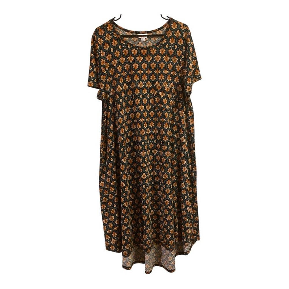 LuLaRoe Carly Fall Colored High Low Short sleeve Dress Women’s Size XL